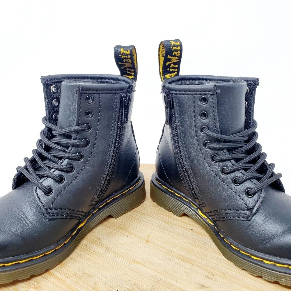 Dr Martens 1460 Boots Kids 8 Toddler Black Lace Up 8 Eye Little Boys Girls Shoes